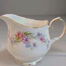 Vintage Floral Milk Jug Bone