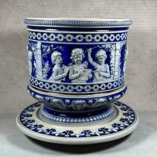 C1880 Westerwald Medium-Sized Salt-Glazed Stoneware Jardiniere & Stand