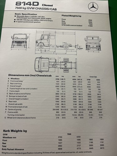 Mercedes benz 814d gvw - 814d,