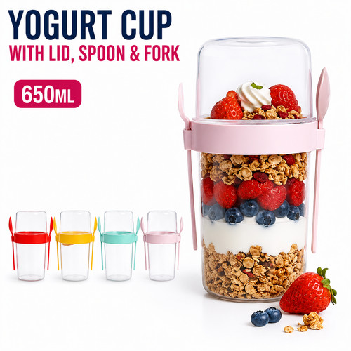 650ml yogurt cup with spoon - 650ml,