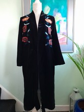Biba Black Velvet  embroided kimono coat