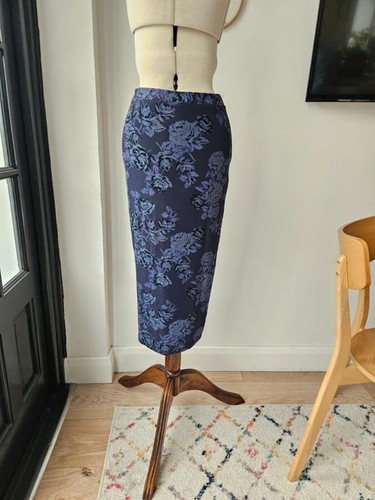 Navy floral stretch midi