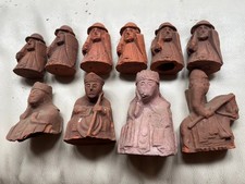 Large antique Isle Of Lewis Chessmen Rare Terracotta Pieces X10 Pieces