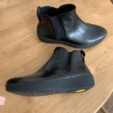 FitFlop SuperChelsea Women's Black Leather Ankle Boots Size 6 uk 