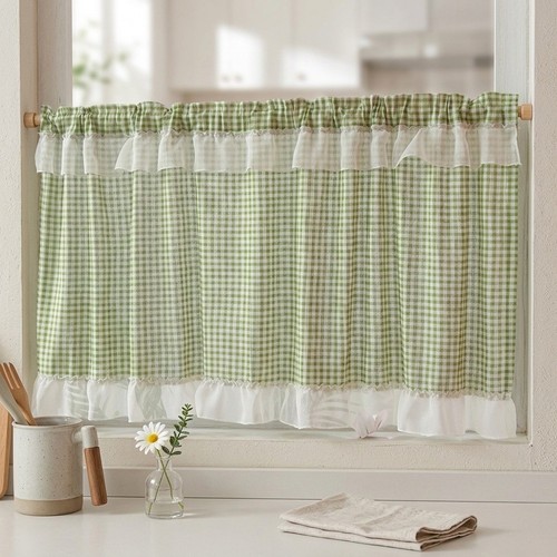 Small window curtain plaid - window,