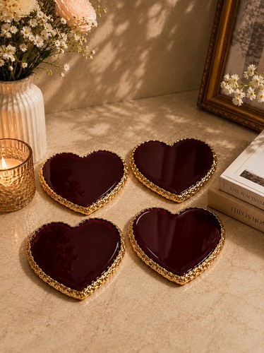 Set burgundy red heart - set,