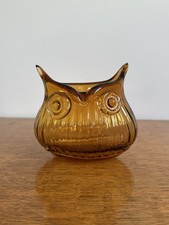 Vintage Amber Orange Glass Owl