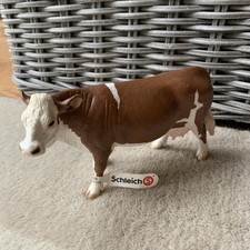 Schleich Tan & White Cow Farmyard Animal 2008 * D-73527 * Collectable * Tag