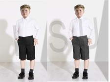 Boys Plus Fit Pull Up School Shorts Sturdy Half Elasticated Waist generous fit