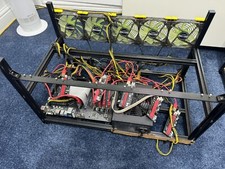 6 GPU Mining Rig Asrock B450 Gaming K AMD Ryzen 3 1200 4GB RAM Frame 2000w PSU
