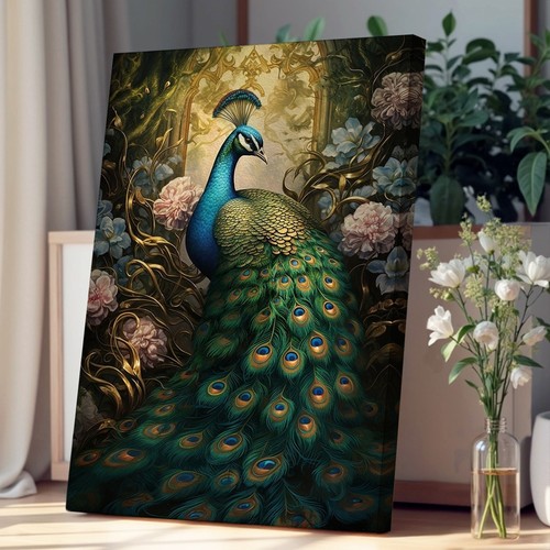 Peacock victorian canvas - victorian, wall
