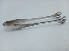 Vintage Art Deco silverplated sugar tongs with claws & geometric handle pattern