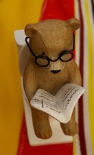 NEXT Bertie Bear on Toilet  + Newspaper Ornament Figure.  11 cm FREE UK POSTAGE 