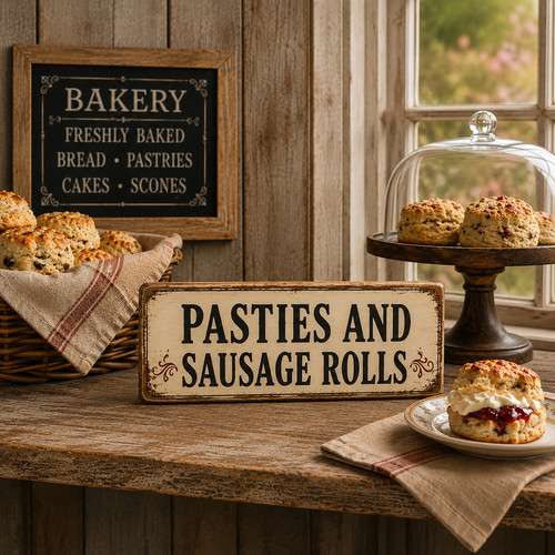 Pasties sausage rolls - sausage, sign