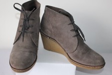 J Crew Women's Grey Suede Lace Up Boots Shoes Wedge Heel Size US 10 / UK 7.5