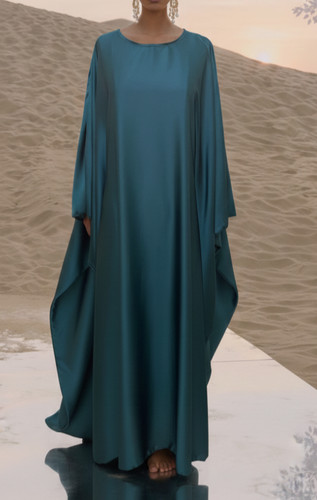 Teal premium satin kaftan maxi - kaftan,