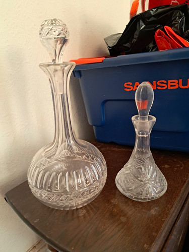 Cut crystal glass decanter - crystal,