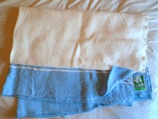 Witney Pure Wool Vintage Blanket White & Pale Blue