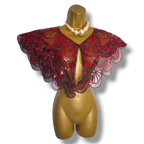 Red sequin capelet - sequin, cape
