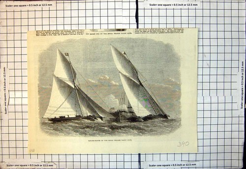 Original old antique print - old,