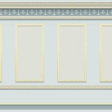 Blue Grey Panelling Wallpaper