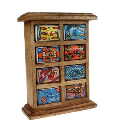 Wooden mini chest ceramic - wooden, 8