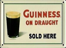 Guinness On Draught (glass) miniature metal sign / postcard 110mm x 80mm  