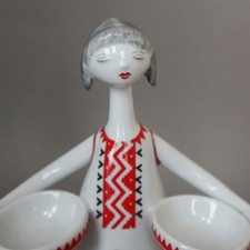 Good Vintage Hollohaza Hungarian 60s 'New Look' Porcelain Girl Figurine Hungary