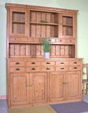 Nationwide Delivery - Very Large Pine Welsh Dresser With Lots Of Drawers - Waxed