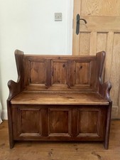 Dark Wood Solid Pine Panelled Ottoman