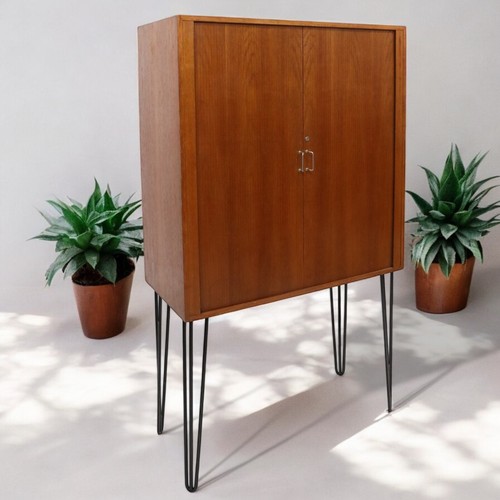 1960s teak cupboard - cupboard, metal