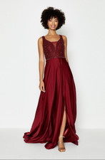 Coast Beaded Merlot Red Satin