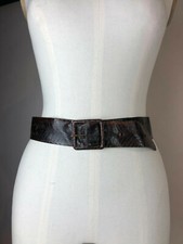 Women's Dark Chocolate Brown Vintage Snake Embossed Leather Belt Size 29
