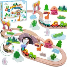 Wooden Train Set for Toddlers