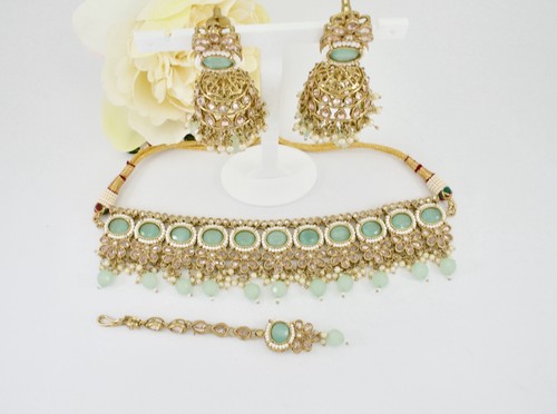Mint green choker - mint, set