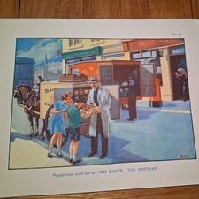 Macmillan Vintage Educational Poster 1930's No 41. The Baker Postman. W Fyffe