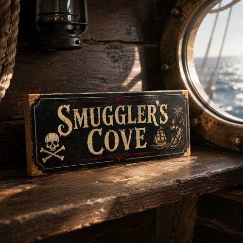 Smugglers cove wooden sign
