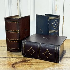 Vintage Wooden Dummy Books Money Boxes Set Of 3