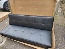 BLACK Faux LEATHER SOFA BedEX