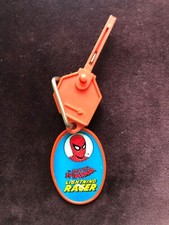 70s Spider-Man Lightning Racer Car Control Key and Keyring Vintage Jotastar