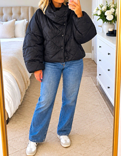 Zara black quilted puffer - quilted,