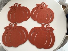 Four Orange Felt Pumpkin