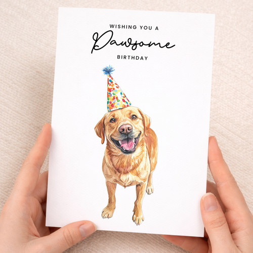 Yellow labrador birthday card - yellow,