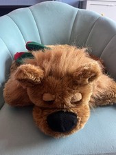 BHS Lazy Lion Large Soft Plush Toy With Green Scarf 1999 Vintage