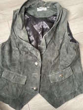 biker grey leather vest size
