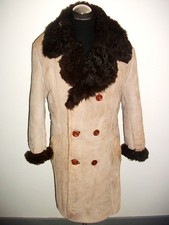 ANTARTEX SHEARLING SHEEPSKIN CROMBIE OVERCOAT Jacket COAT Military TRENCH Blazer