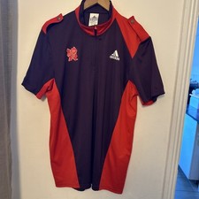LONDON 2012 OLYMPICS  ADIDAS SPORT TOP T-SHIRT 1/4 ZIP NECK - SIZE LARGE