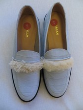 BALLY BLUE LEATHER FLAT SHOES