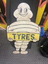 Michelin Man 1970s Vintage Wooden Sign