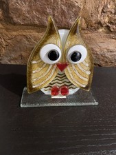 Nobile Glassware Ltd Fused Glass owl golden small 1401-15 ornament gift Xmas 